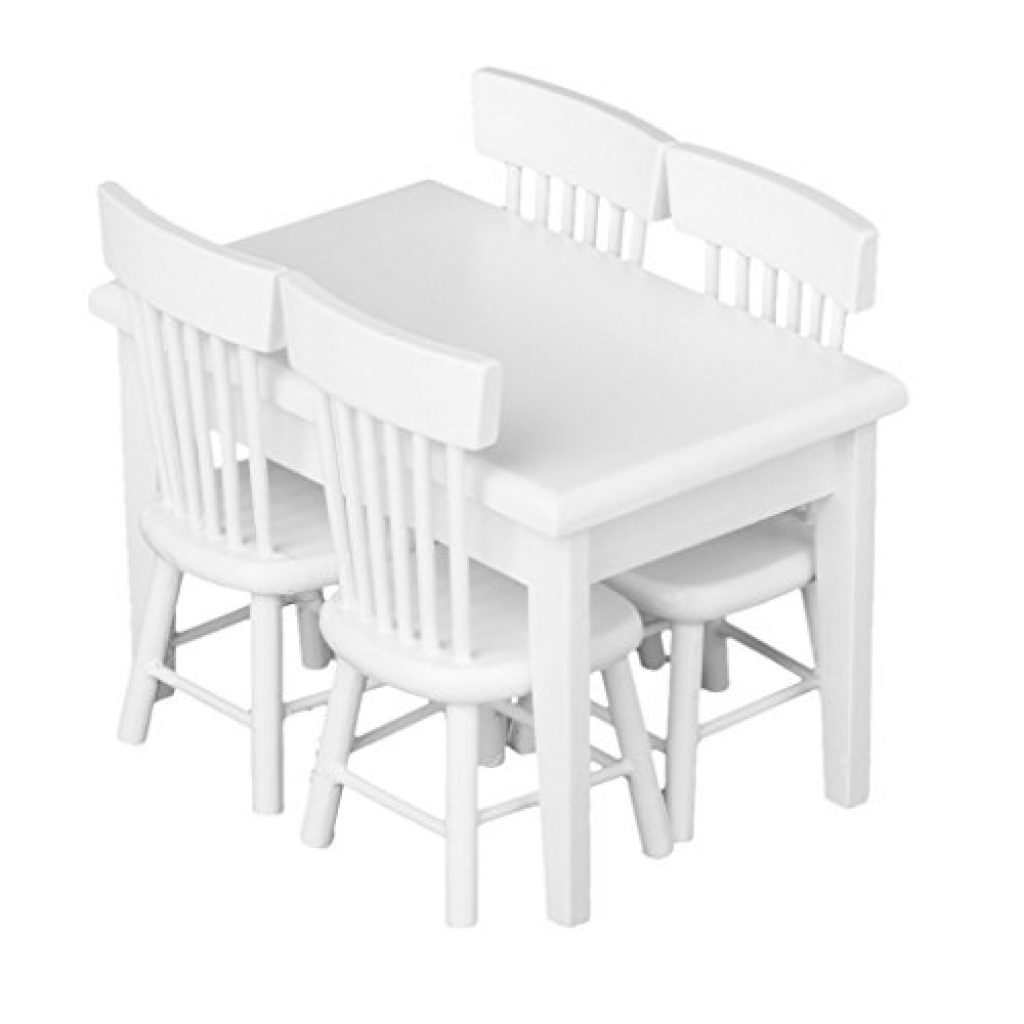 Juego De Muebles En Miniatura Para Casa De Muñecas 1/12 - Mesa Y 4 Sillas De Madera, Decoración Realista Para Manualidades