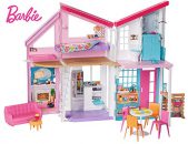 Barbie – Casa Malibu de muñecas de dos pisos plegable con muebles y accesorios (Mattel FXG57)