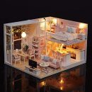 Blusea Kit de casa de muñecas en Miniatura DIY con Luces LED