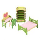 Conjunto de Muebles Dormitorio Juetege Madera para Casa de Muñecas de Niños