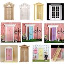 Dollhouse Puerta Exterior de Casa de Muñecas Puerta de Madera de Escala 1:12
