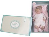 GUCA – Muñeca Baby Reborn Valeria Pelo Rubio, Traje Lana perlé Rosa 46 cm