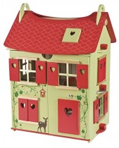 Janod – Casa de muñecas de Madera Naturaleza, Rojo / Verde