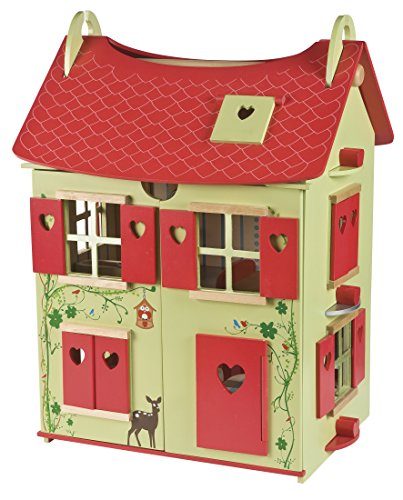 Janod – Casa de muñecas de Madera Naturaleza, Rojo / Verde