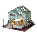 Kit de muebles de madera en miniatura DIY Dollhouse Mini casa verde
