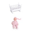 NON MagiDeal 1/12 Miniatura Cuna Cama de Bebé de Madera Blanca