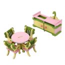 Set Muebles de Comedor Cocina Miniatura Madera Decoración para Casa de Muñecas