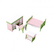 Set Muebles de Dormitorio Miniatura Madera Decoración para Casa de Muñecas