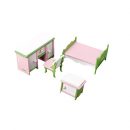 Set Muebles de Dormitorio Miniatura Madera Decoración para Casa de Muñecas
